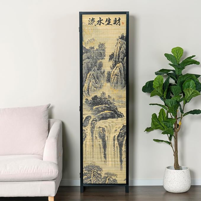 MyGift 4 Panel Folding Room Divider, 6FT Bamboo Privacy Screen - Image 7