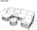 7 Pieces Outdoor Patio Furniture Sectional Sofa Set - Image 3