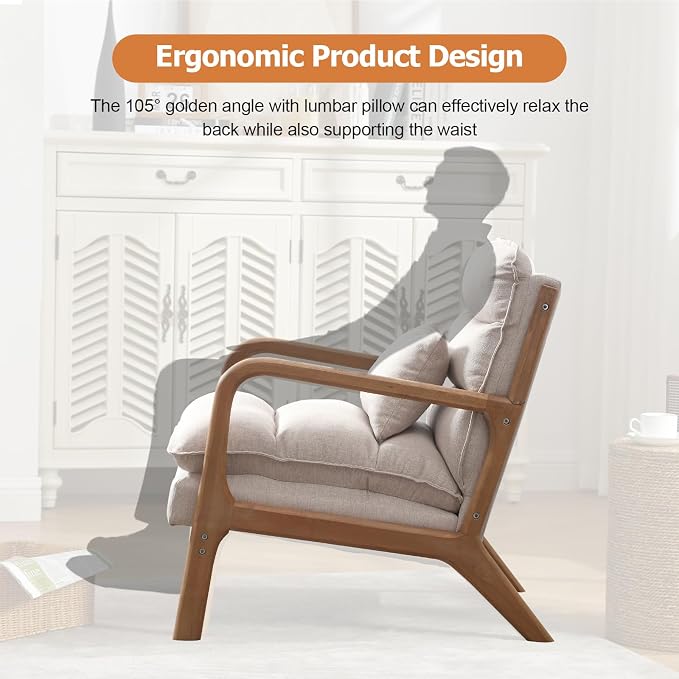 INZOY Mid Century Modern Accent Chair - Image 4