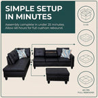 97.5" L Shaped Couch Set Leather, Modular Sectional Couches - Image 3