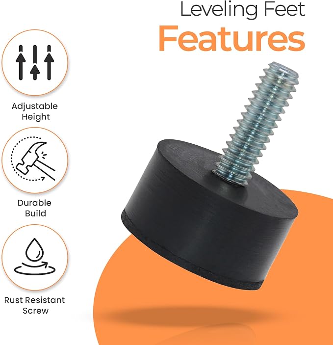 NEWBYTEK 1/4-20 Rubber Adjustable Furniture Leveler，8 Pack Leveling Feet Screws - Image 4
