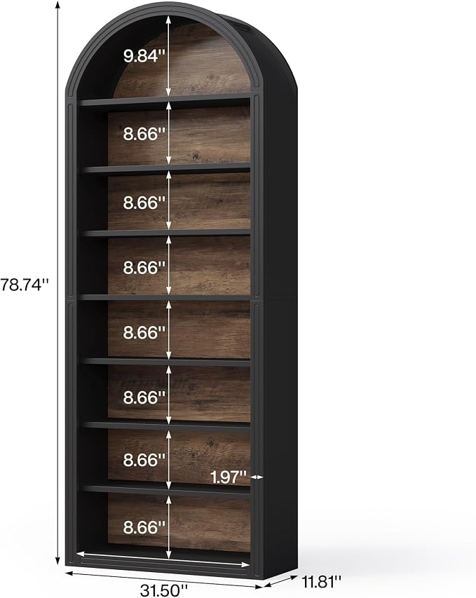 LITTLE TREE 8-Tier Bookcase, 78.7" Tall Bookshelf - Image 2