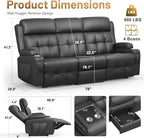 3-Seater Loveseat Recliner Sofa, Home Theater Seating Reclining Couch - Image 2