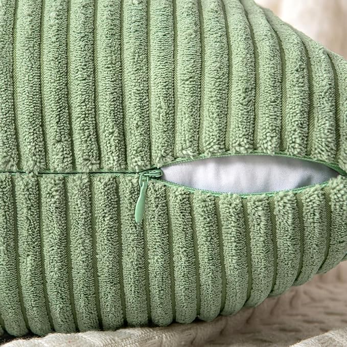 MIULEE Sage Green Decorative Lumbar Throw Pillow Covers 12x20 Inch 2 Pack | - Image 3