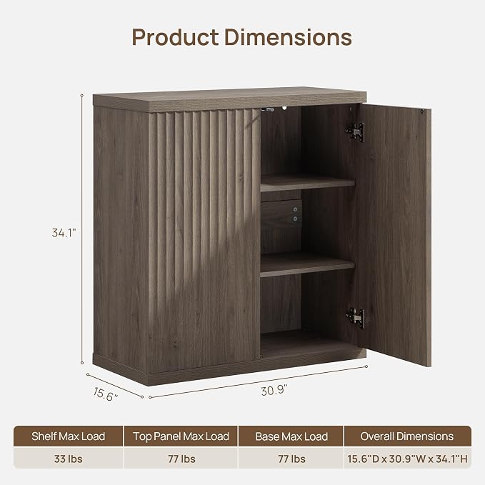 SICOTAS Buffet Cabinet with Storage Accent Sideboard Modern Credenza with Doors - Image 3