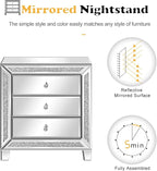 VINGLI Mirrored Nightstands Set of 2, Modern Bedside Table 3 Drawer Glass Side - Image 5