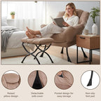 Welnow Lazy Chair with Ottoman, Modern Accent Chair with Armrests and a Side - Image 4