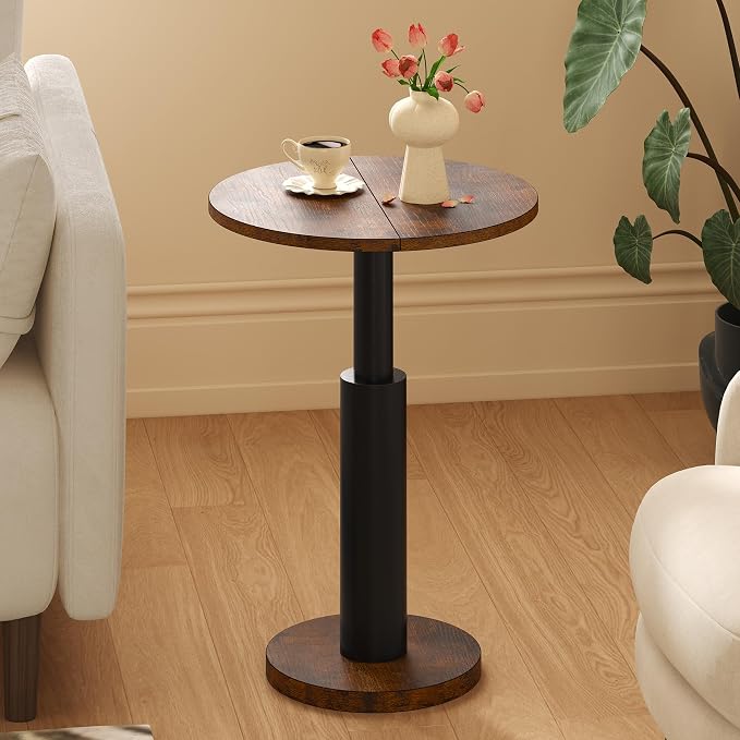 LAATOOREE Round Side Tables Set of 2, Pedestal Drink Table, Spacious Top - Image 4