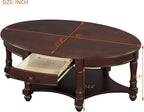 Merax 45" Vintage Oval Rubber Wood Coffee Table - Image 2