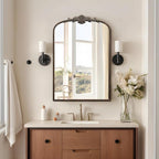 Besdomus Antique Large Arched Mirror: 24"x36" French Arch Black Vintage Wall - Image 5