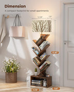 Evermagin Tree Bookshelf with Light, 6 Tier Small Bookcase, Narrow Floor - Image 2