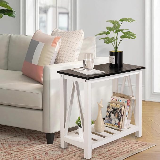 Farmhouse End Side Table Wood Frame Narrow Side Table - Image 5