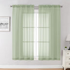 Chyhomenyc Sheer Curtains 63 Inch Length 2 Panels, Light Green | Light Filtering by Chyhomenyc