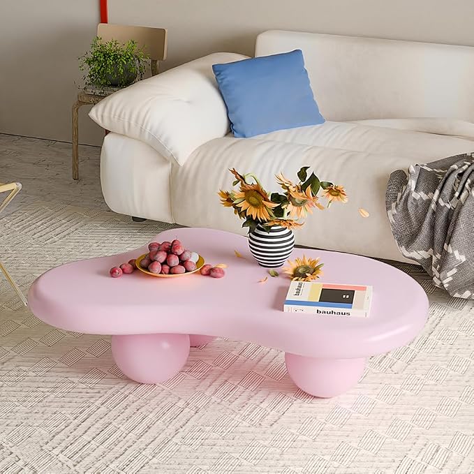 40" Cloud Coffee Table for Living Room Irregular Coffee Table Modern Low Coffee - Image 8