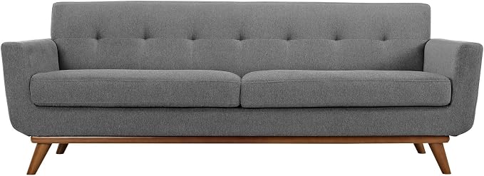 Modway Engage Mid-Century Modern Upholstered Fabric Sofa in Expectation Gray - Image 4