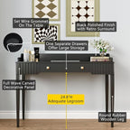Space-Saving Black Wood Makeup Vanity Desk – Modern Computer Table - Image 4