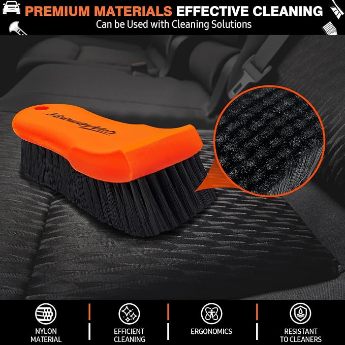 YeewayVeh 7PCS Car Interior Detailing Kit, Horse Hair Leather Brush - Image 2
