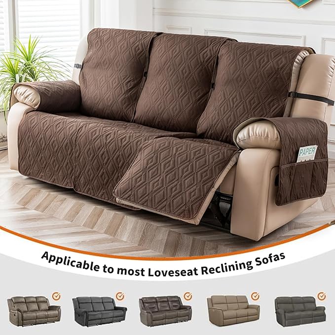 Genina Waterproof Reclining Couch Cover 3 Seat, Recliner Sofa Covers Non-Slip - Image 4