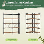 Huuger 5 Tier Bookshelf, L Shaped Corner Bookshelf - Image 9