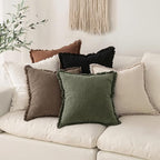MIULEE Linen Decorative Fall Euro Throw Pillow Covers Cocoa Brown 28x28 | Set - Image 6