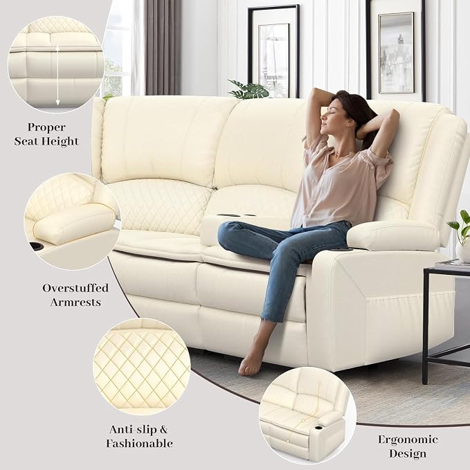 Yolsali 3-Seater Recliner Sofa, Manual Reclining Couch - Image 4