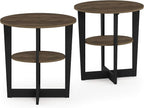 Furinno JAYA Side Table Set of 2, 2-Tier Round Modern End Table - Image 7