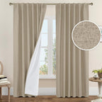 Taupe 100% Blackout Linen Curtains by LAMIT