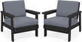 SERWALL HDPE Outdoor Furniture Set, 2 Piece All Weather Wood-Like Outdoor Sofa by SERWALL