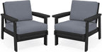 SERWALL HDPE Outdoor Furniture Set, 2 Piece All Weather Wood-Like Outdoor Sofa by SERWALL