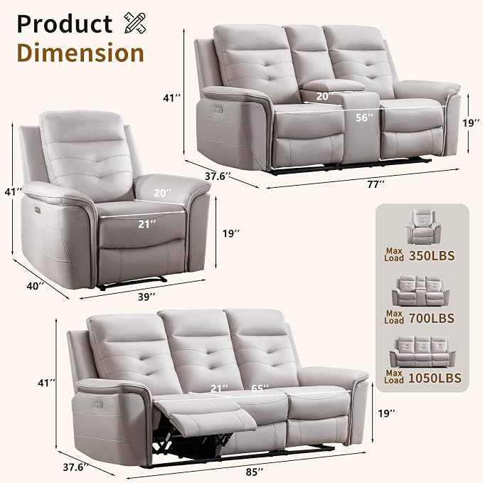 ANJ Power Recliner Chair Set of 2 - Image 2