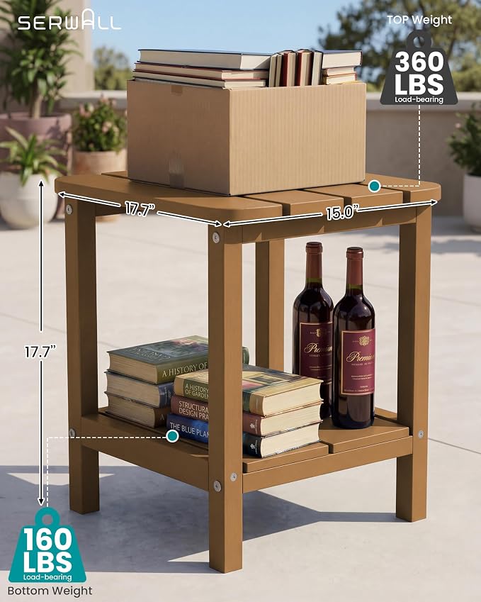 SERWALL Double Adirondack Side Table Rectangular End Table - Image 3