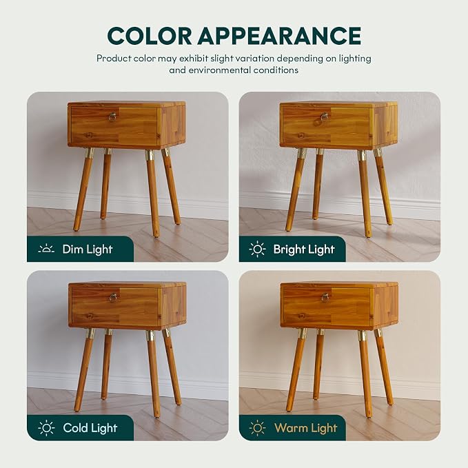 Bme Alden Solid Wood Nightstand/Side Table/End Table, Fully Assembled, - Image 8