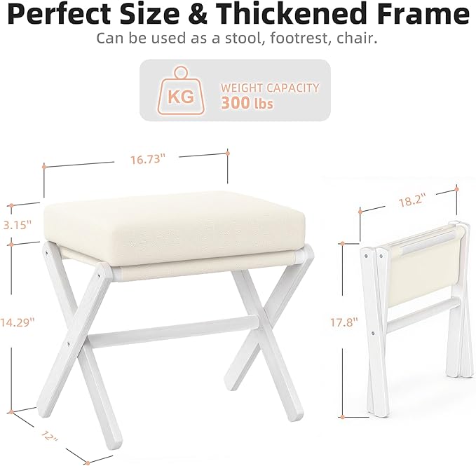 BAMBOOHOMIE Foldable Foot Stool Ottoman, Modern Foot Rest - Image 3