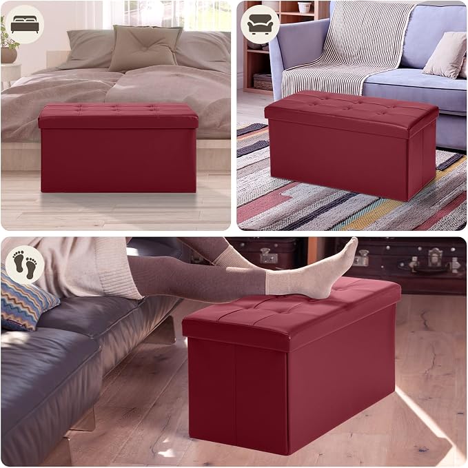 COSYLAND Ottoman Bench with Storage 30x15x15 inches White Ottoman - Image 4