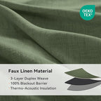 100% Blackout Linen Textured Curtains 72 Inch Long, Olive Green | 100% Blackout - Image 4