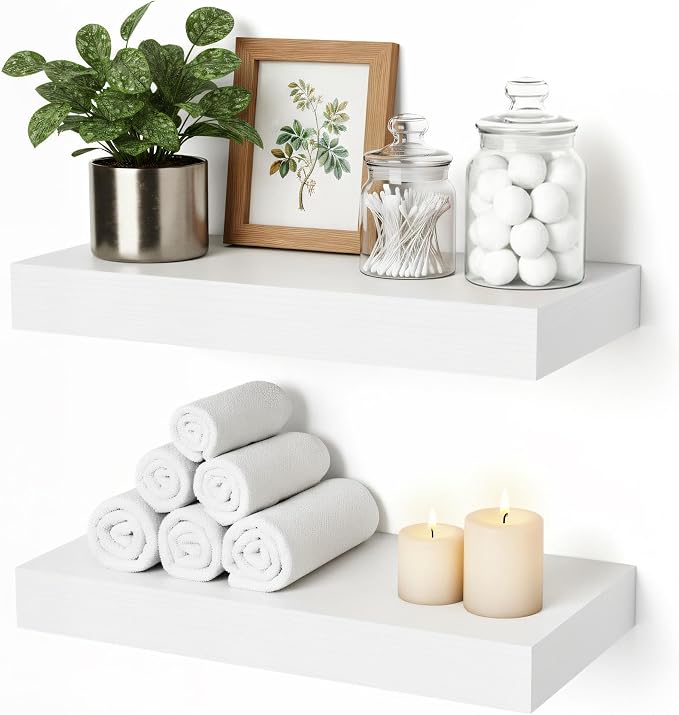 Floating Shelves for Wall White Shelves Bathroom, Bedroom and Living Room by Mifurn