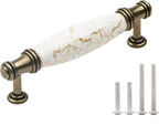 Set of 4 Marble Ceramic Handle Antique Cabinet Door Pull Modern Euro Style by Pxyelec