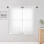 Sheer White Curtains 84 Inch Length 2 Panels Set by OWENIE