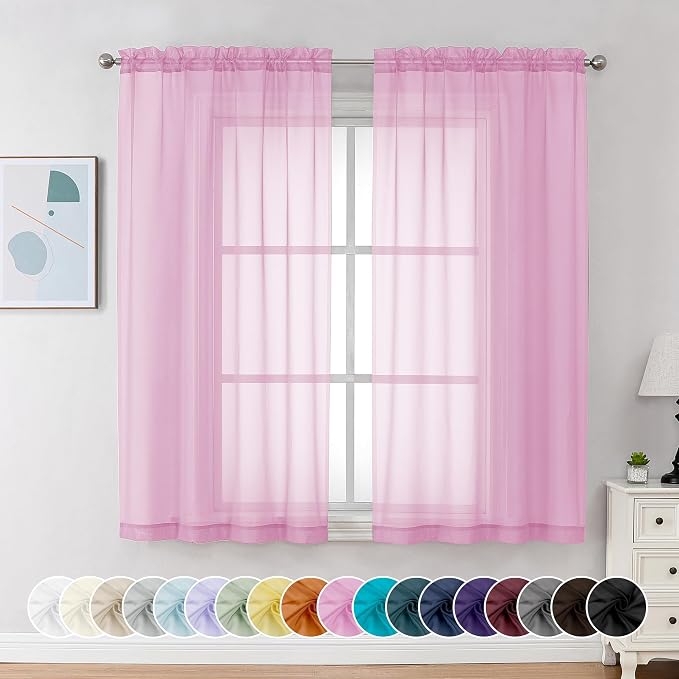 Chyhomenyc Sheer Curtains 63 Inch Length 2 Panels, Soft Airy, Rod Pocket by Chyhomenyc