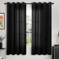YoungsTex Black Linen Semi Sheer Curtains 63 Inch Length 2 Panels | Bronze by YoungsTex