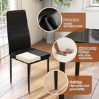 FDW | Dining Table Set for 4 | 5-Piece Glass Black Dining Table | Kitchen Table - Image 5