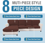 H.VERSAILTEX Sectional Couch Covers 4 Pieces Sofa Seat Cushion Covers L Shape - Image 2