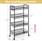 TOOLF 4-Tier Rolling Cart, Metal Utility Cart - Image 6