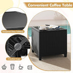 HAPPYGRILL 3 Pieces Wicker Patio Conversation Set, PE Rattan Bistro Sofa Set - Image 5