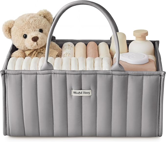 Blissful Diary Baby Diaper Caddy Organizer, Stylish Storage Basket by BlissfulDiary