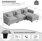 ELUCHANG 116" Modular Sectional Sofa, Comfy Cloud Couch, L Shaped Deep Seat - Image 2