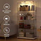 Display Cabinet with Light, Glass Door and Lock, 4-Shelf Fast Installation in - Image 5