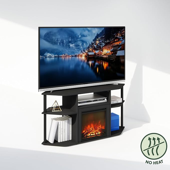 Furinno Jensen Fireplace TV Stand, NO Heat Decorative Electric Fireplace Corner - Image 4