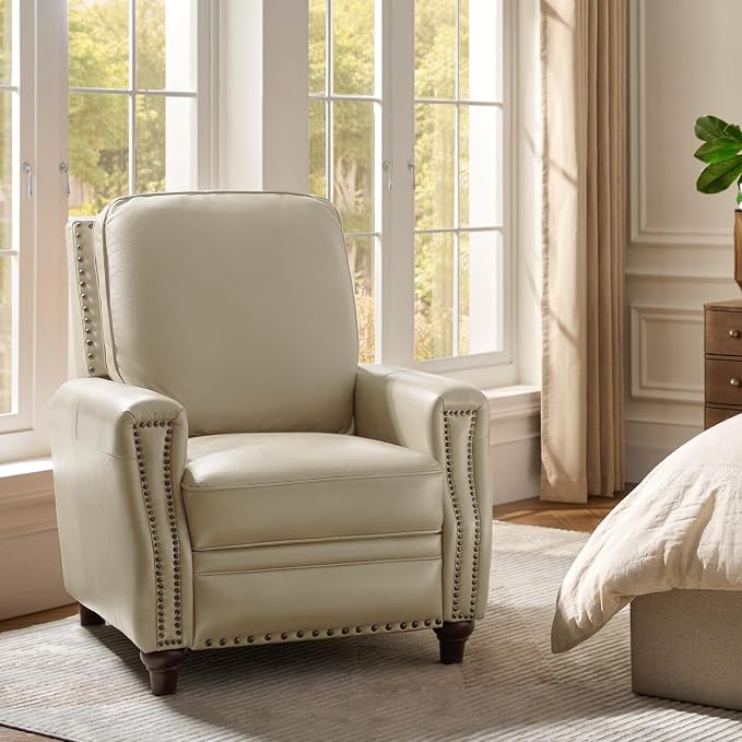 HULALA HOME Genuine Leather Manual Recliner Chairs Set of 2 - Image 9