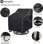 Outdoor Swivel Lounge Chair Cover 2 Pack, Waterproof Heavy Duty Patio Chair - Image 4